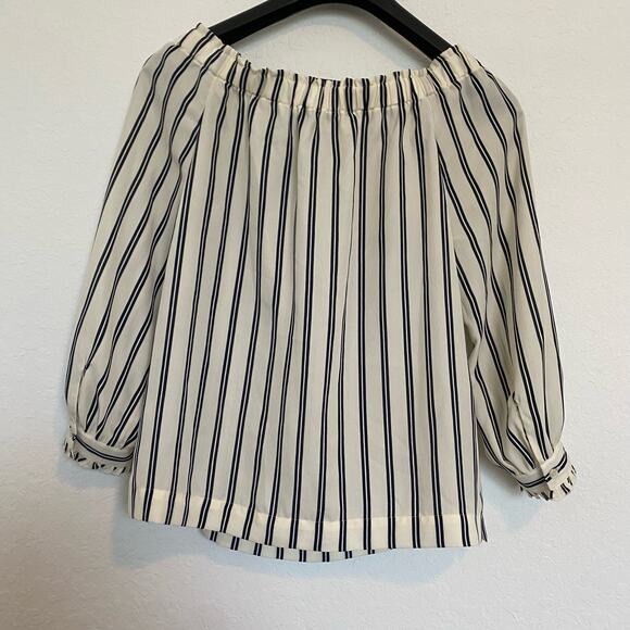 J.Crew Mercantile off-the-shoulder bow top‎ Tie Front Striped XS - Picture 3 of 8